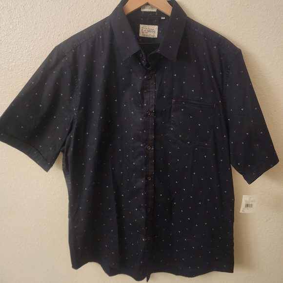 NWT 7 Diamonds Vtg Blue Sweet Machine Geometric Button-Up Dress Shirt Mens XXL - Picture 1 of 8